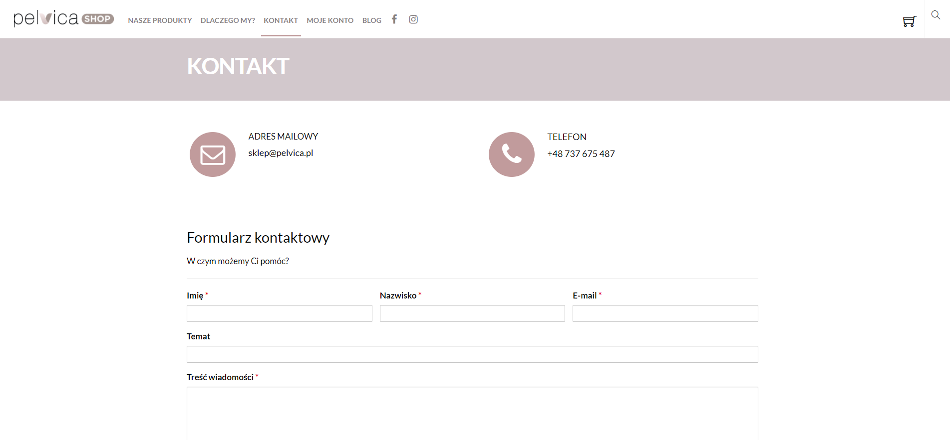 Kontakt Pelvicashop